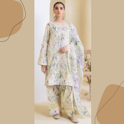 Iznik Digital Print Airjet Karandi 3-Piece Women's Unstitched Suit