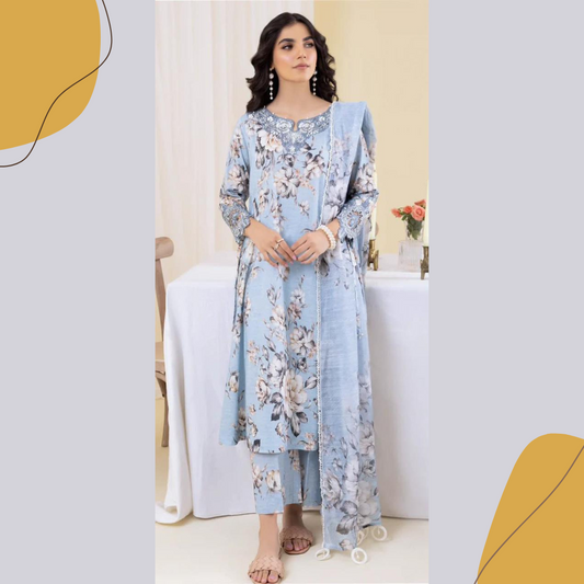 Iznik Digital Print Airjet Karandi 3-Piece Women's Unstitched Suit