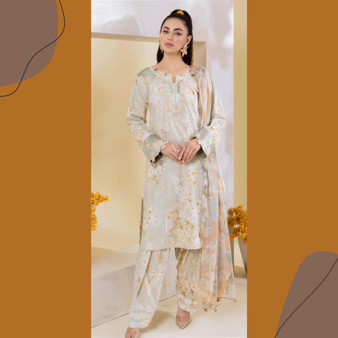 Iznik Digital Print Airjet Karandi 3-Piece Women's Unstitched Suit