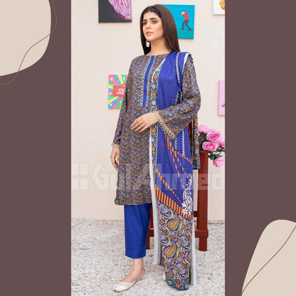 Gul Ahmed Digital Print Luxury 3-Piece Linen Suit - 100% Guaranteed Fabric