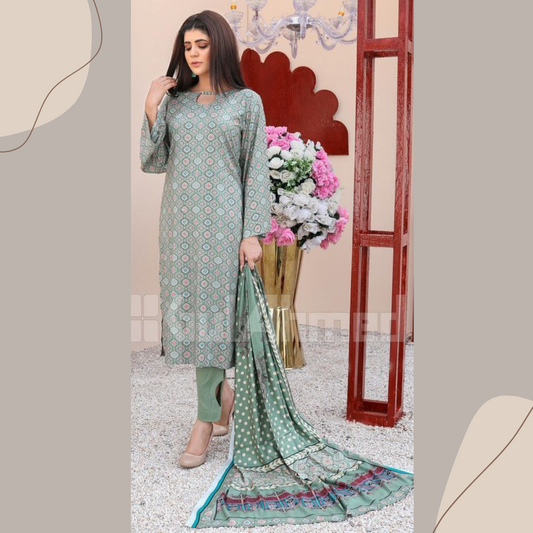 Gul Ahmed Digital Print Luxury 3-Piece Linen Suit - 100% Guaranteed Fabric