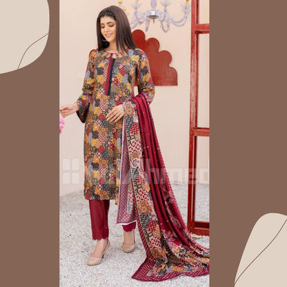 Gul Ahmed Digital Print Luxury 3-Piece Linen Suit - 100% Guaranteed Fabric