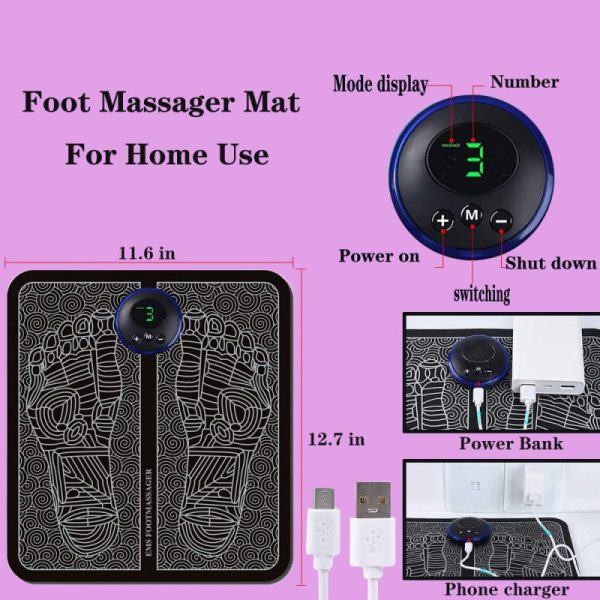 EMS Foot Massager Mat - Smart Display for Acupuncture and Circulation