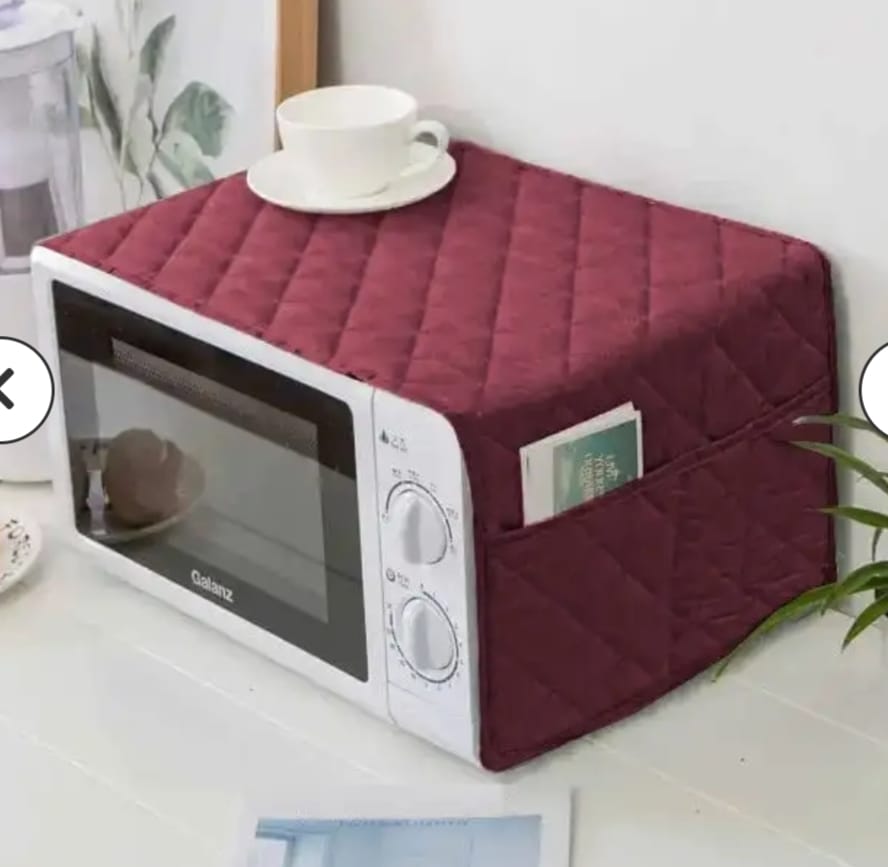 Cotton Quilted Microwave Cover - Spill Protection with Storage Pockets