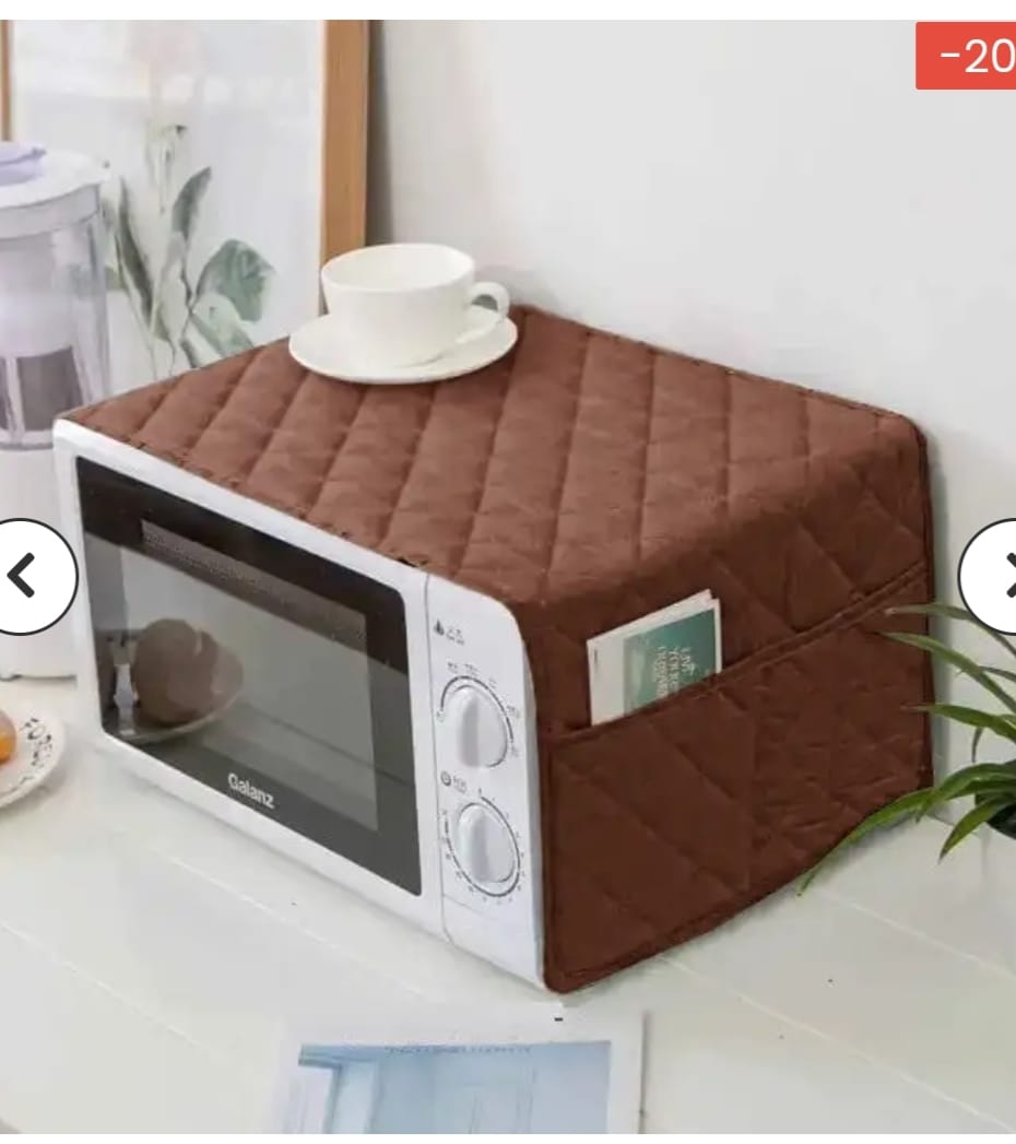 Cotton Quilted Microwave Cover - Spill Protection with Storage Pockets